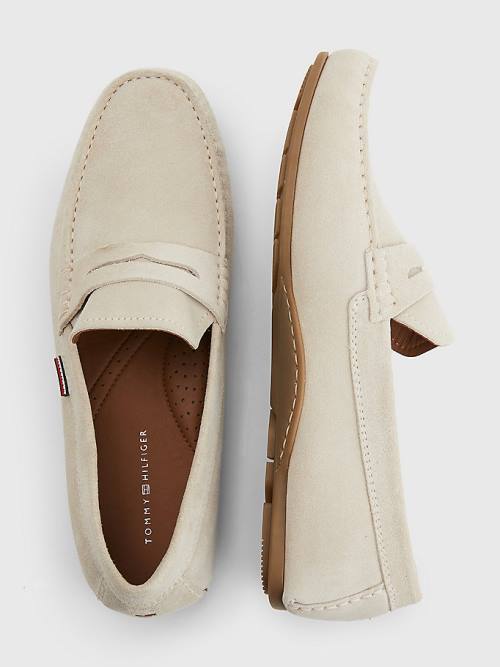 Tommy Hilfiger Classic Suede Driving Moški Casual Čevlji Bež | TH586GDX