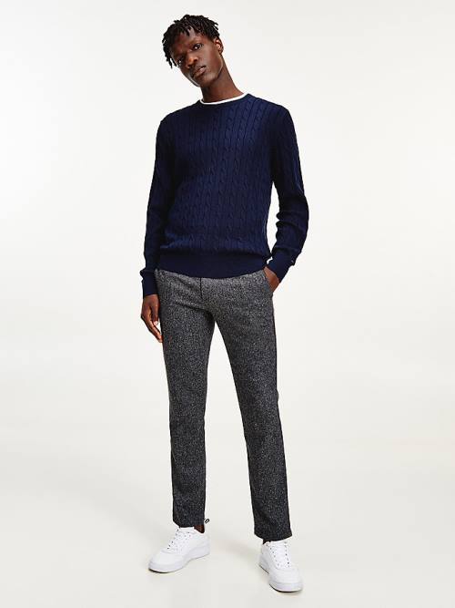 Tommy Hilfiger Classics Cable Knit Jumper Moški Puloverji Modra | TH205OUV