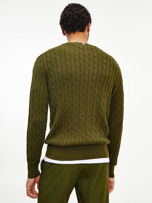 Tommy Hilfiger Classics Cable Knit Jumper Moški Puloverji Rjav | TH372RCS