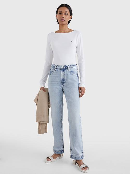 Tommy Hilfiger Classics High Rise Straight Faded Let-Down Ženske Kavbojke Denim | TH349KZT