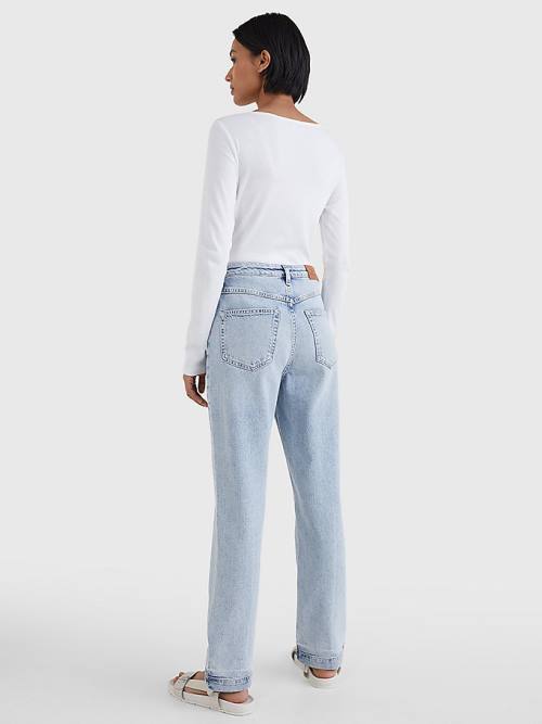 Tommy Hilfiger Classics High Rise Straight Faded Let-Down Ženske Kavbojke Denim | TH349KZT