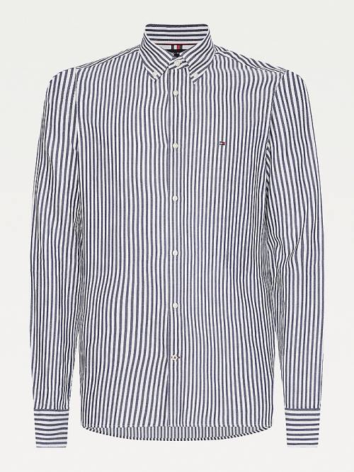 Tommy Hilfiger Classics Stripe Slim Fit Dobby Moški Srajce Modra | TH189AEN