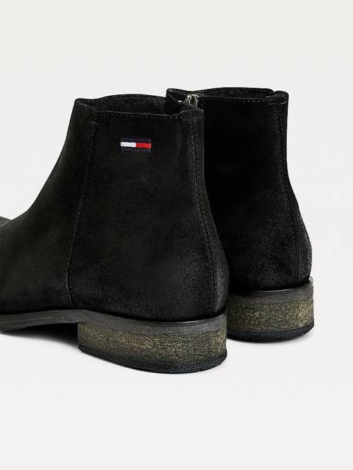 Tommy Hilfiger Classics Suede Chelsea Moški Škornji Črna | TH425XBK