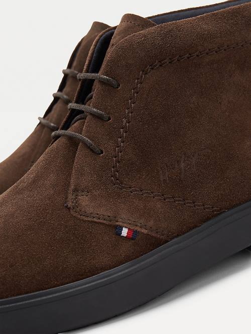 Tommy Hilfiger Classics Suede Lace-Up Ankle Moški Škornji Rjav | TH253ZRJ