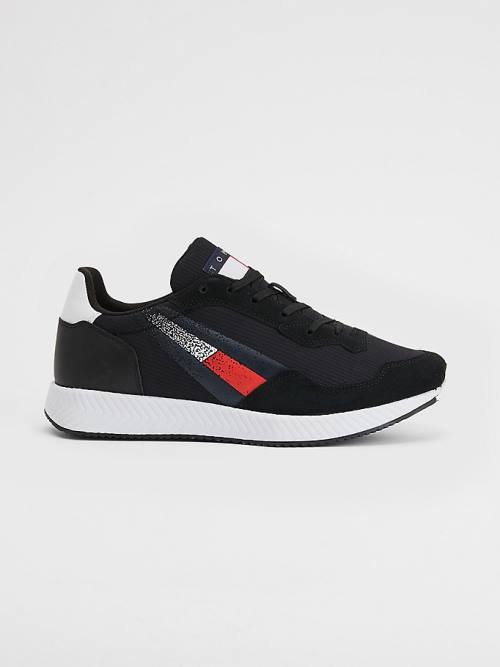 Tommy Hilfiger Cleat Mixed Texture Flag Moški Superge Črna | TH281NFB