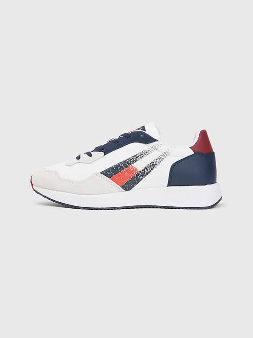 Tommy Hilfiger Cleat Mixed Texture Flag Moški Superge Modra | TH381YML