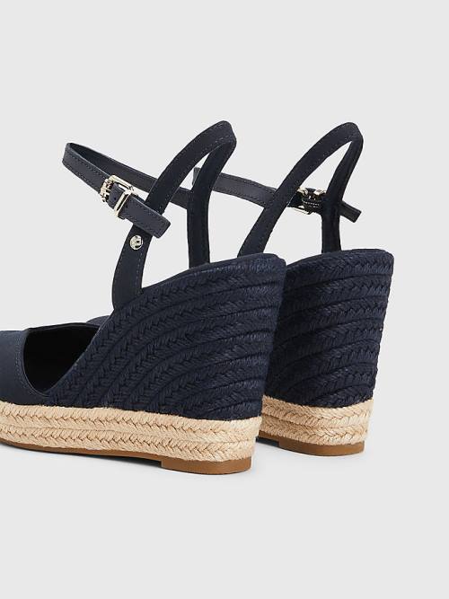 Tommy Hilfiger Closed Toe High Wedge Espadrille Ženske Sandali Modra | TH092LXW