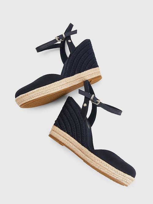 Tommy Hilfiger Closed Toe High Wedge Espadrille Ženske Sandali Modra | TH092LXW