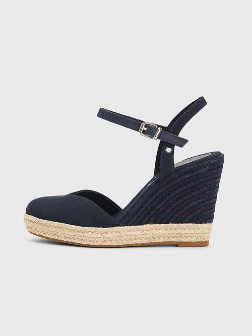 Tommy Hilfiger Closed Toe High Wedge Espadrille Ženske Sandali Modra | TH092LXW