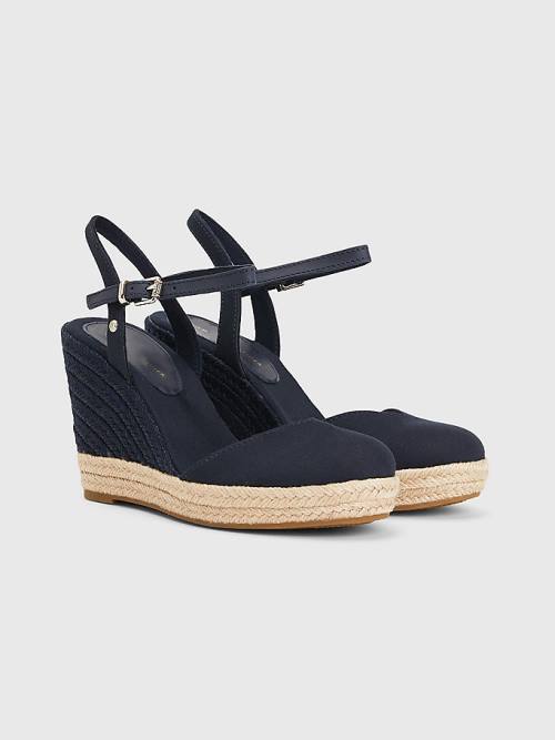 Tommy Hilfiger Closed Toe High Wedge Espadrille Ženske Sandali Modra | TH092LXW