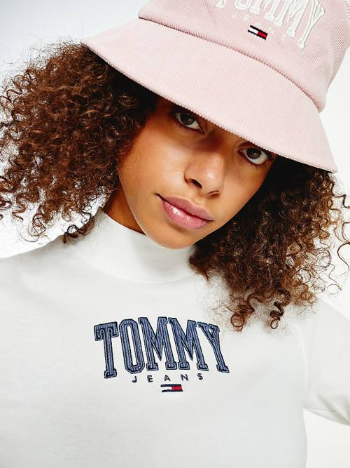 Tommy Hilfiger College Cropped Long Sleeve Ženske Majice Bela | TH178IUY