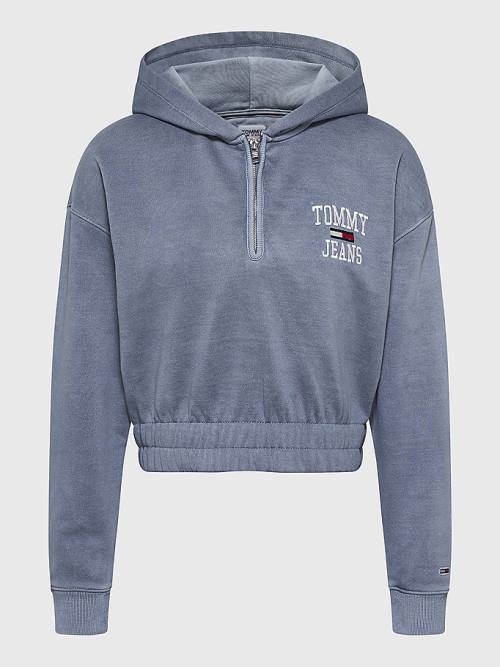 Tommy Hilfiger College Cropped Quarter-Zip Ženske Pulover s kapuco Vijolična | TH590DTP