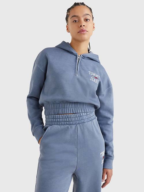 Tommy Hilfiger College Cropped Quarter-Zip Ženske Pulover s kapuco Vijolična | TH590DTP