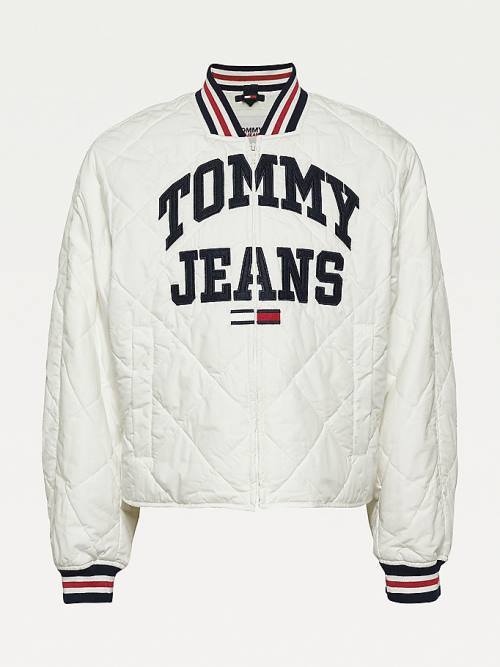 Tommy Hilfiger College Diamond Quilted Zip-Thru Ženske Jakne Bela | TH217DGT