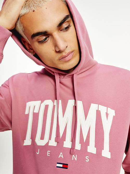 Tommy Hilfiger College Logo Moški Pulover s kapuco Roza | TH780ZIM