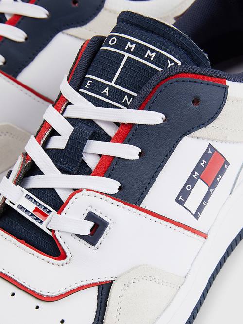 Tommy Hilfiger Colour-Blocked Basket Moški Superge Bela | TH915NBA