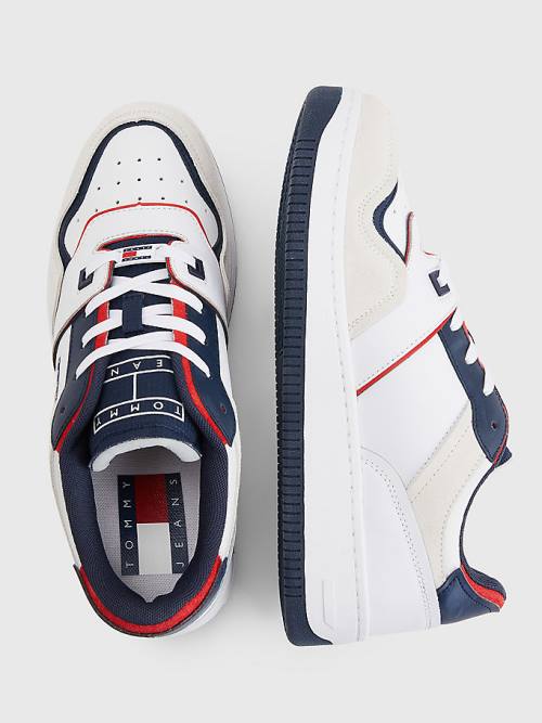 Tommy Hilfiger Colour-Blocked Basket Moški Superge Bela | TH915NBA