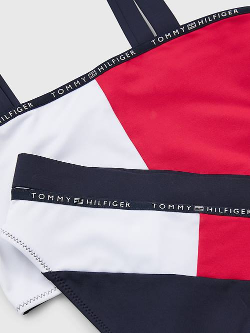 Tommy Hilfiger Colour-Blocked Bikini Bralette Set Dekleta Kopalke Modra | TH731CGK