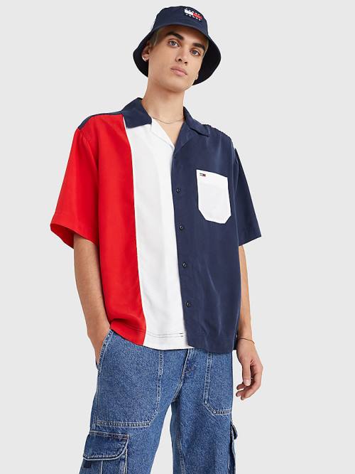 Tommy Hilfiger Colour-Blocked Camp Moški Srajce Modra | TH768VIJ