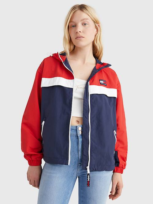 Tommy Hilfiger Colour-Blocked Chicago Windbreaker Ženske Jakne Modra | TH905XYV