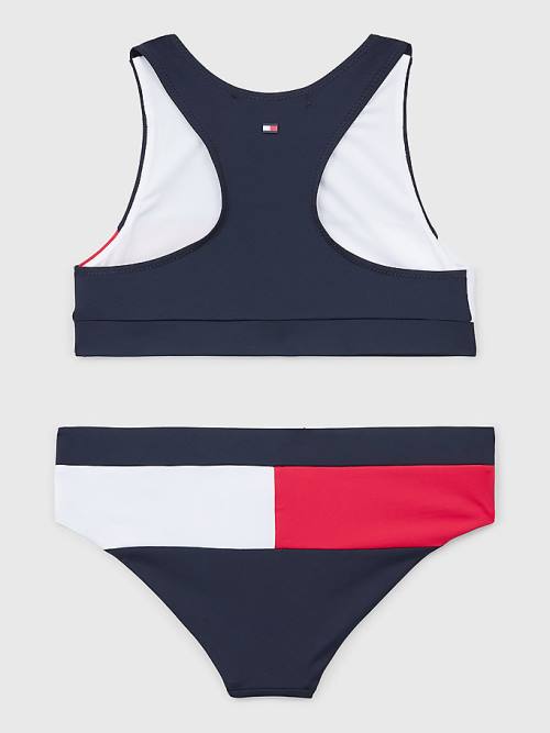 Tommy Hilfiger Colour-Blocked Crop Top Bikini Set Dekleta Kopalke Modra | TH683IAK