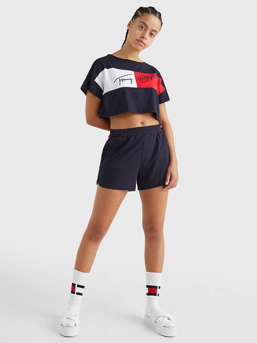 Tommy Hilfiger Colour-Blocked Cropped Ženske Kopalke Modra | TH058IMC