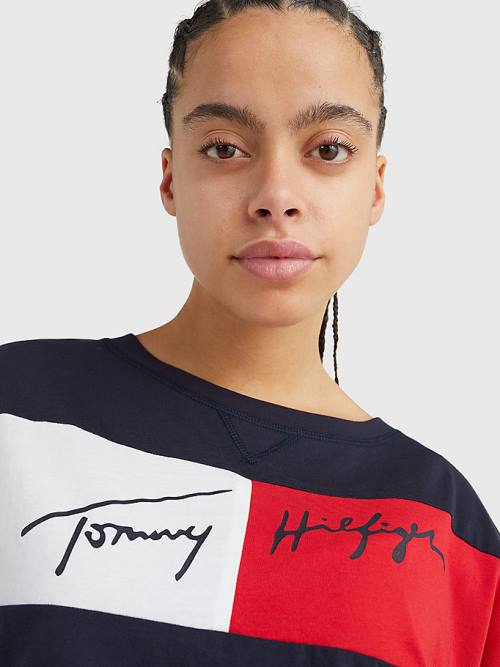 Tommy Hilfiger Colour-Blocked Cropped Ženske Kopalke Modra | TH058IMC