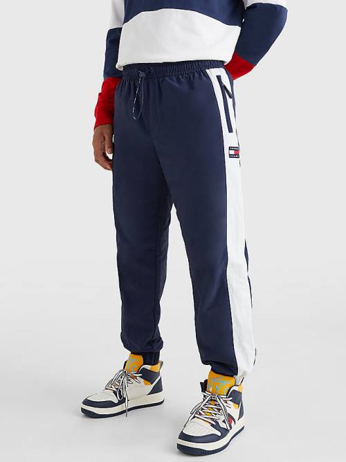 Tommy Hilfiger Colour-Blocked Cuffed Joggers Moški Hlače Modra | TH601OSX