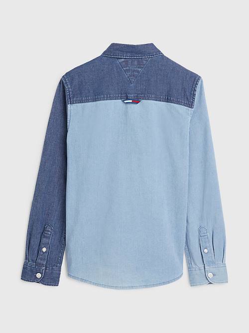 Tommy Hilfiger Colour-Blocked Denim Fantje Srajce Denim | TH381CHM