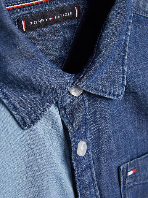 Tommy Hilfiger Colour-Blocked Denim Fantje Srajce Denim | TH381CHM