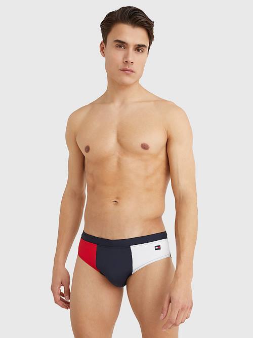 Tommy Hilfiger Colour-Blocked Drawstring Briefs Moški Kopalke Modra | TH758QPG