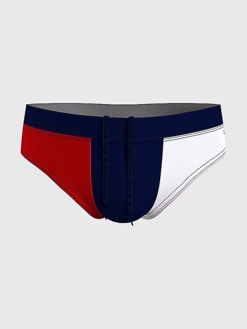 Tommy Hilfiger Colour-Blocked Drawstring Briefs Moški Kopalke Modra | TH758QPG