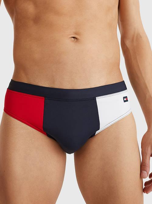 Tommy Hilfiger Colour-Blocked Drawstring Briefs Moški Kopalke Modra | TH758QPG