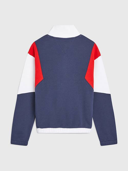 Tommy Hilfiger Colour-Blocked Half Zip Dekleta Pulover Modra | TH978UOS