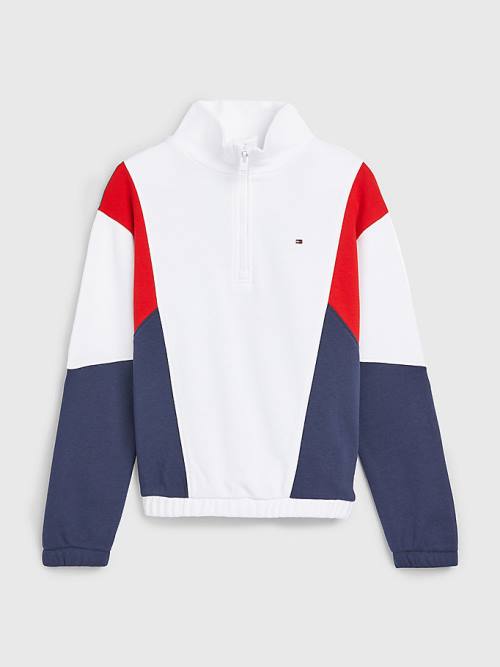 Tommy Hilfiger Colour-Blocked Half Zip Dekleta Pulover Modra | TH978UOS