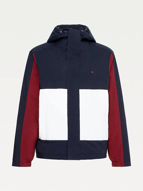 Tommy Hilfiger Colour-Blocked Hooded Moški Jakne Modra | TH052PKT