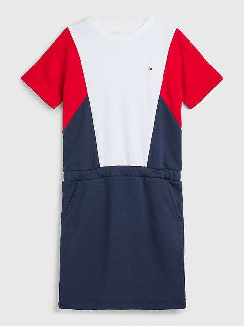 Tommy Hilfiger Colour-Blocked Knit Dekleta Obleke Modra | TH345WZQ