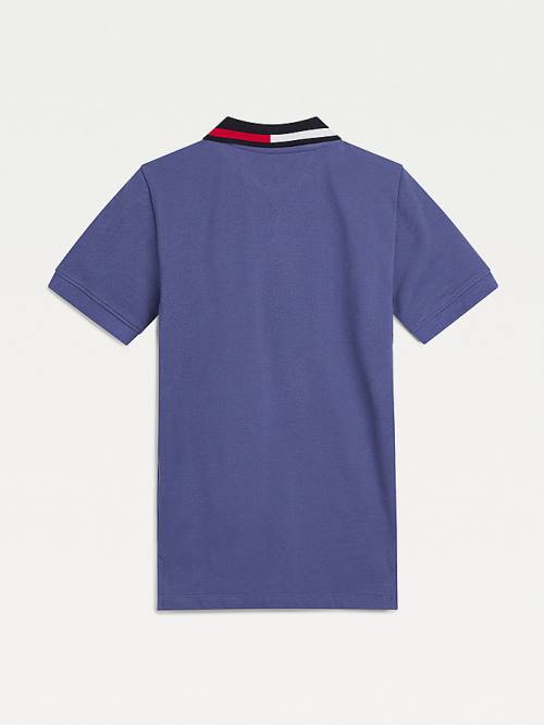 Tommy Hilfiger Colour-Blocked Logo Collar Polo Fantje Majice Modra | TH871LBP