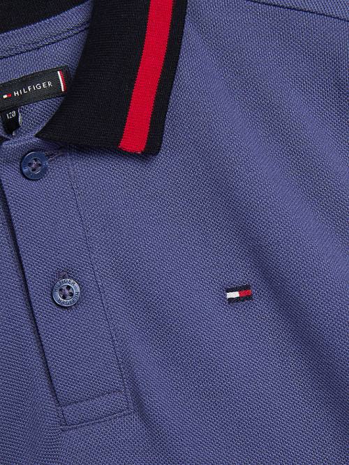 Tommy Hilfiger Colour-Blocked Logo Collar Polo Fantje Majice Modra | TH871LBP