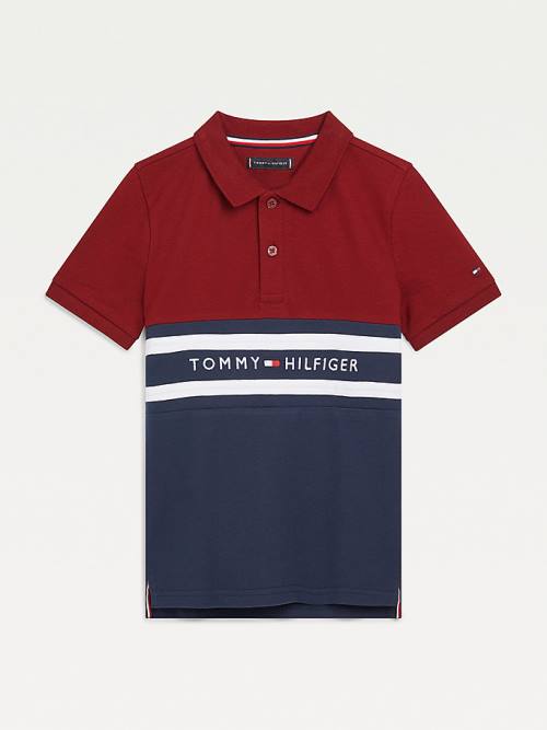 Tommy Hilfiger Colour-Blocked Logo Polo Fantje Majice Rdeča | TH710HXL