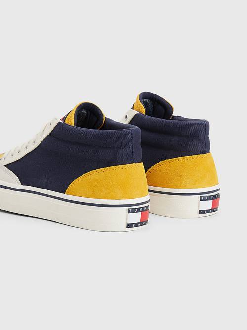 Tommy Hilfiger Colour-Blocked Mid Top Moški Superge Modra | TH567TYP