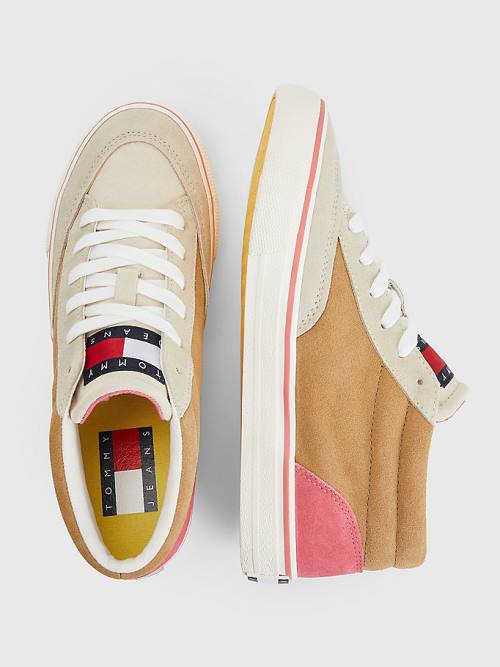 Tommy Hilfiger Colour-Blocked Mid Top Ženske Superge Bež | TH652RXY