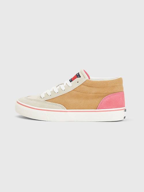 Tommy Hilfiger Colour-Blocked Mid Top Ženske Superge Bež | TH652RXY