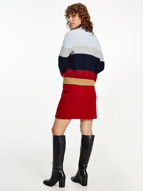 Tommy Hilfiger Colour-Blocked Mock Turtleneck Jumper Ženske Puloverji Modra | TH375CWS