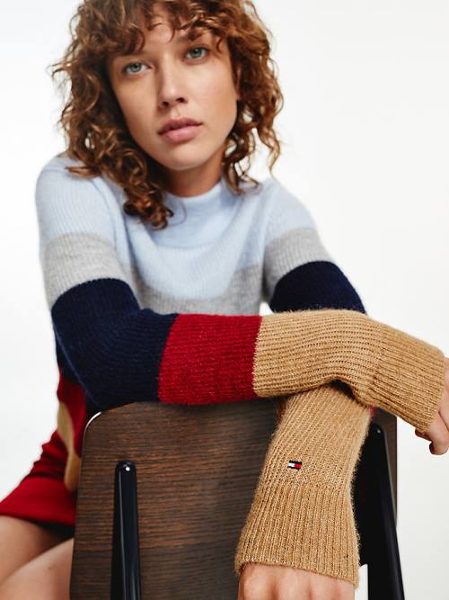 Tommy Hilfiger Colour-Blocked Mock Turtleneck Jumper Ženske Puloverji Modra | TH375CWS