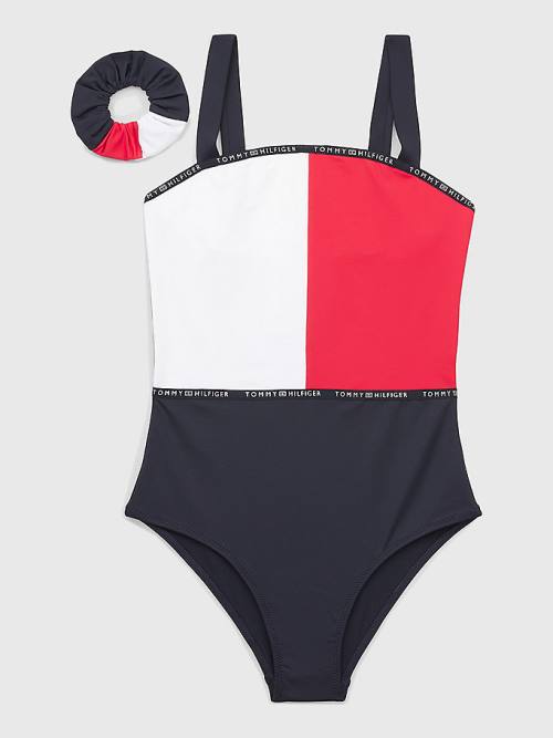 Tommy Hilfiger Colour-Blocked One-Piecesuit Dekleta Kopalke Modra | TH429YXW