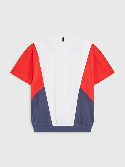 Tommy Hilfiger Colour-Blocked Organic Cotton Knit Dekleta Majice Modra | TH389KDT