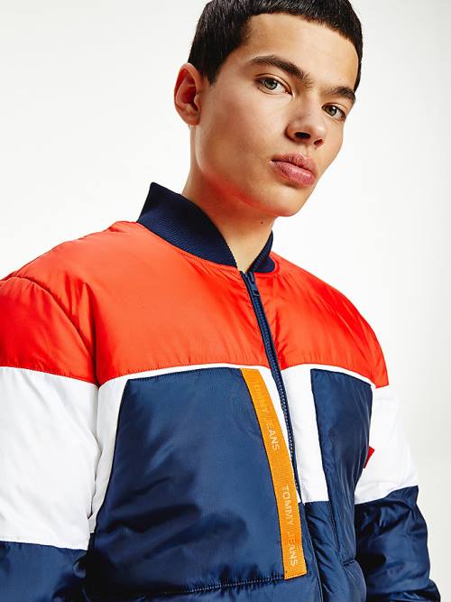 Tommy Hilfiger Colour-Blocked Padded Bomber Moški Jakne Modra | TH560JGY