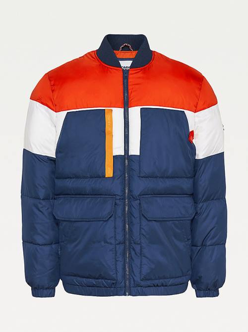 Tommy Hilfiger Colour-Blocked Padded Bomber Moški Jakne Modra | TH560JGY