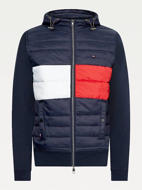 Tommy Hilfiger Colour-Blocked Padded Zip-Thru Moški Pulover s kapuco Modra | TH047LTQ